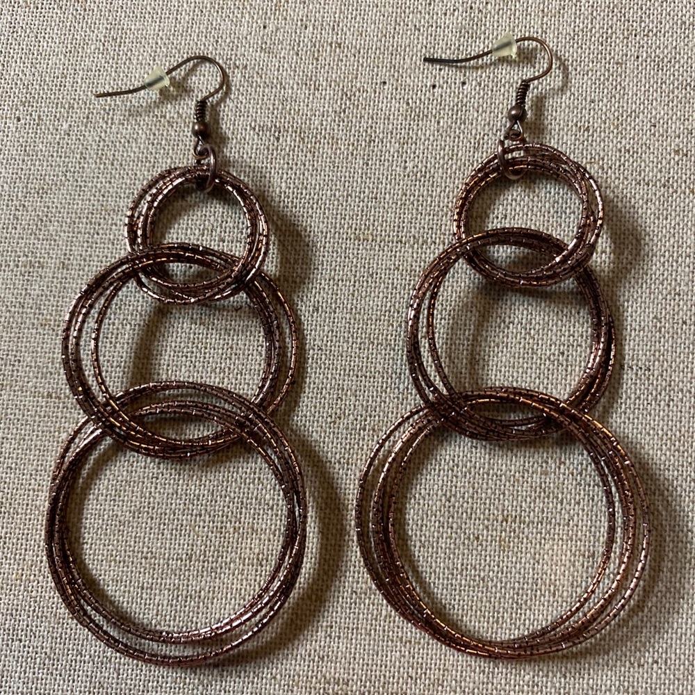 Triple Ring Dangling Earrings